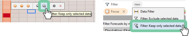 Options to Set a Filter (Left: Setting a Filter in the Hover Menu, Right: Using the Filter Menu)