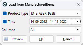 Access dialog from manufacturing