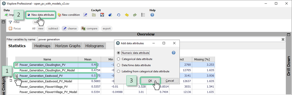Create new numeric data attribute from two variables