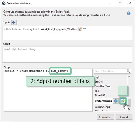 Formula editor for binned values