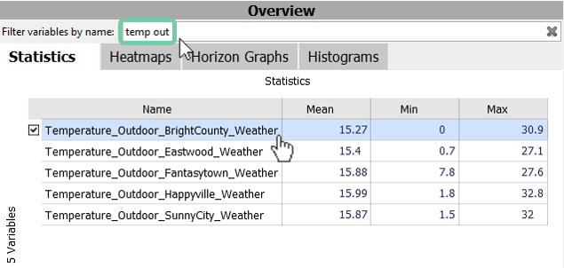 Select outdoor temperature