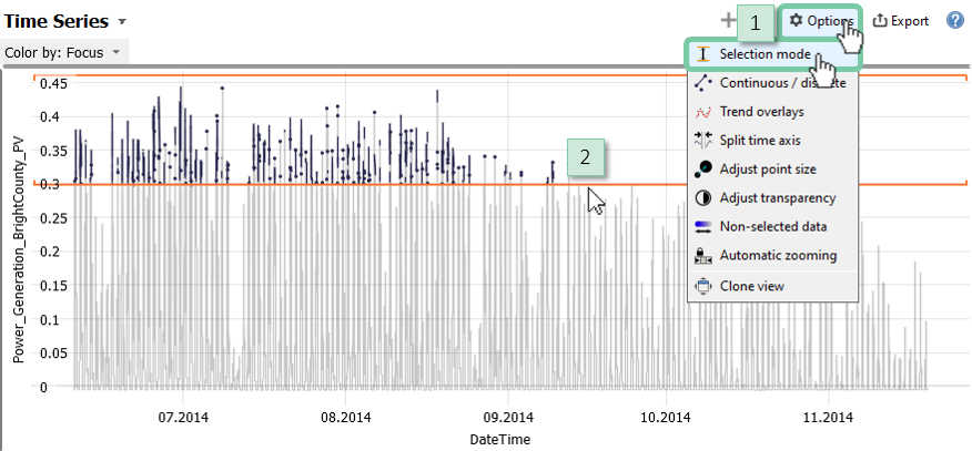 Create a threshold selection