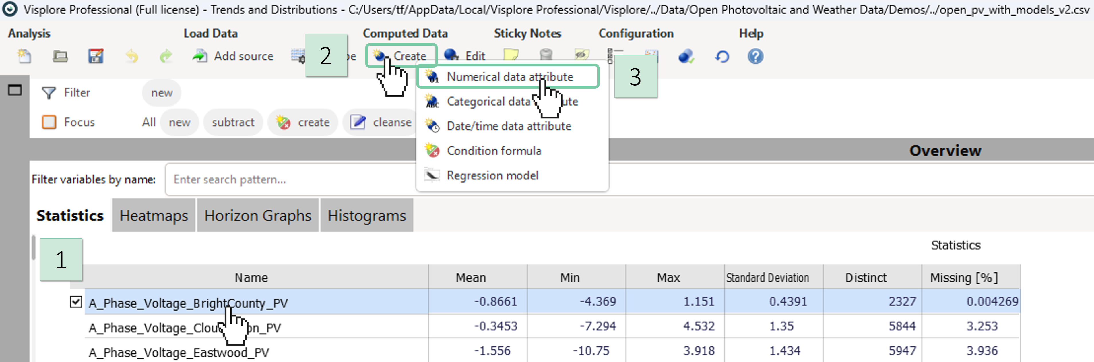 Create new numeric data attribute